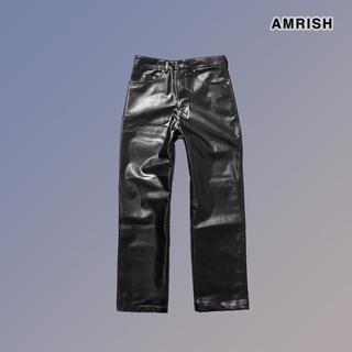 Quần da faux leather ống suông amrish