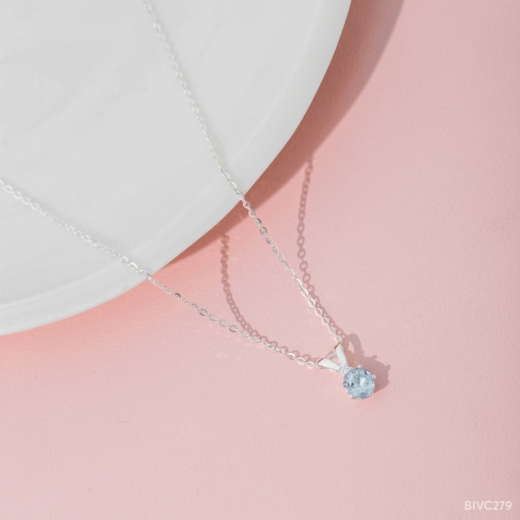 Dây Chuyền Bạc 925 Nữ BLING IT Mặt Đá Tự Nhiên Nhiều Màu Đơn Giản Tinh Tế - BIVC281