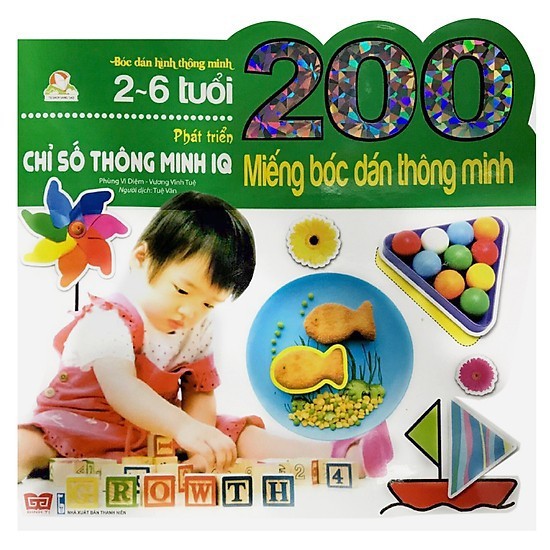 SÁCH - 200 Miếng Bóc Dán Thông Minh - Phát Triển Chỉ Số Thông Minh IQ (2-6 Tuổi) Gigabook