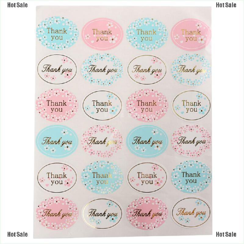 ☑ Set 24 Miếng Dán Chữ THANK YOU Hình Oval Màu Vàng Mới