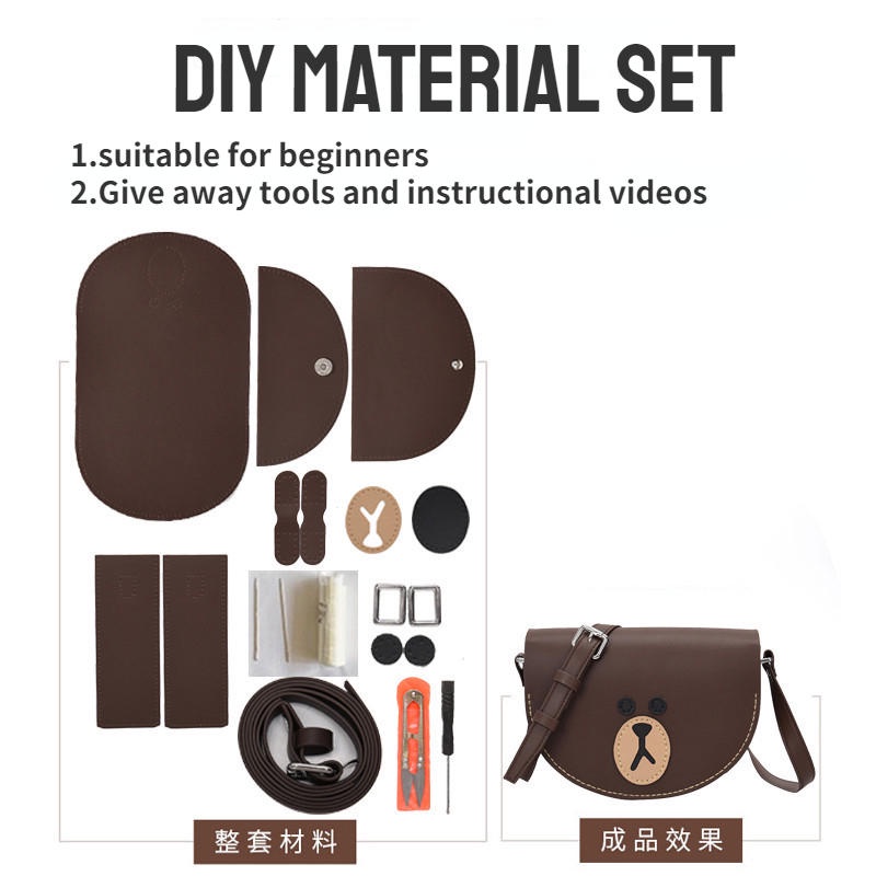 DIY Bag Set / Hand Woven Sling Bag - Women's Homemade Shoulder Bags - Cute Gift Bear Bag