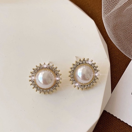 Set 2 Khuyên Tai Đính Ngọc Trai Phong Cách Hàn Quốc Thanh Lịch Dành Cho Nữ