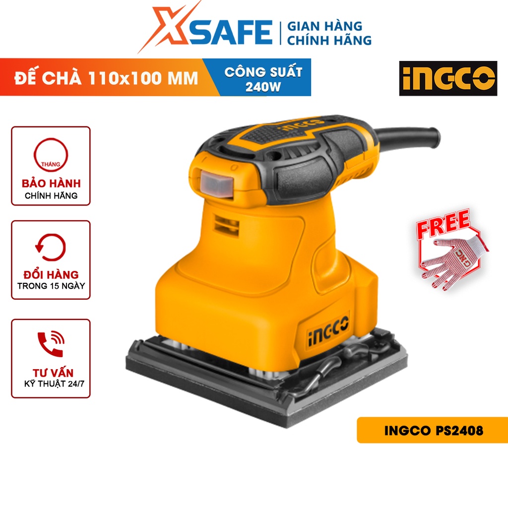 Máy chà nhám INGCO PS2408 240W kèm 5 miếng giấy nhám, vỏ máy bền bỉ, cách điện tốt,hoạt động mạnh mẽ
