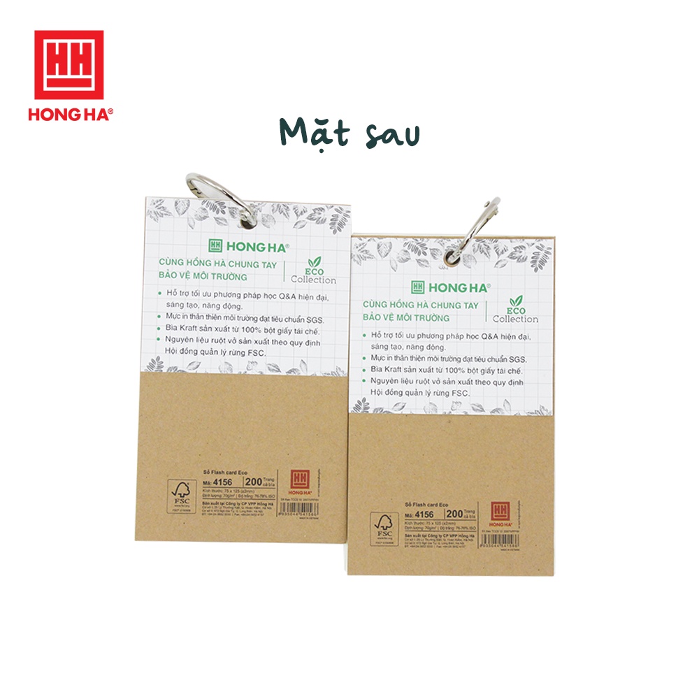 Sổ Flashcard thẻ học từ vựng 200 trang Green Plant Hồng Hà - MS: 4156