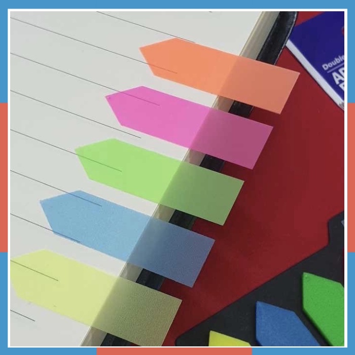 Giấy phân trang 5 màu nhựa Double A nhọn đầu hình mũi tên Film nhựa