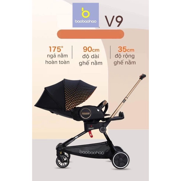 Xe đẩy cho bé Baobaohao V9 gấp gọn có tư 3 tư thế nằm, ngả,ngồi đẩy 2 chiều cho trẻ sơ sinh từ 0-5 tuổi bảo hành 1 năm