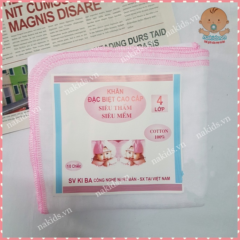 Khăn Xô, Khăn Sữa Kiba Set 10 Chiếc Siêu Mềm, Siêu Thấm 2 Lớp - 3 Lớp - 4 Lớp Cho Bé