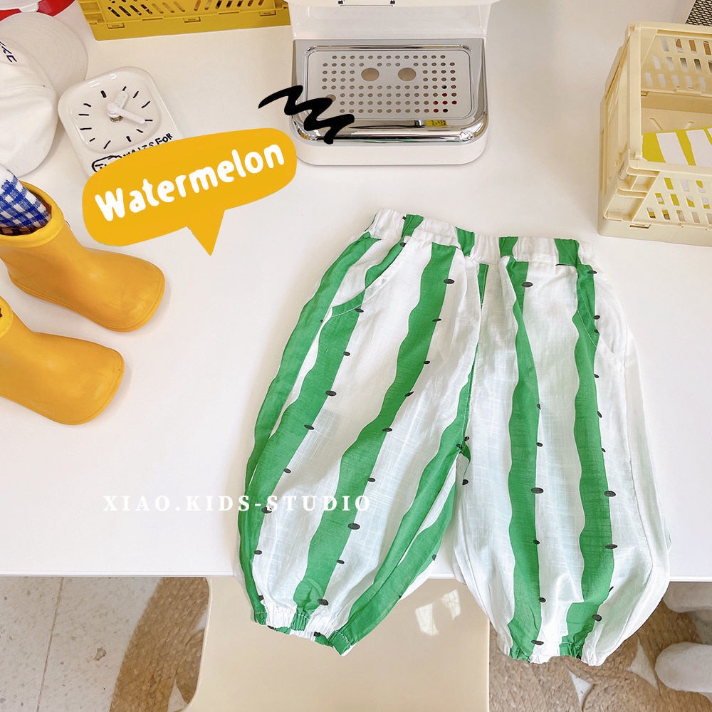 Quần Dài 100% Cotton Mỏng In Họa Tiết Củ Cà Rốt Dễ Thương Cho Bé