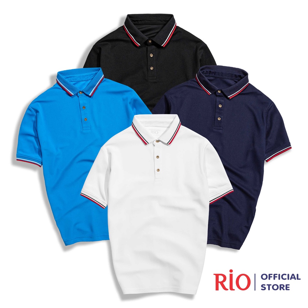 Áo Thun Nam, Áo Phông Nam Có Cổ, Cổ Trụ Tay Ngắn RIO thun cotton cao cấp dày dặn thoáng mát polo trơn hàng hiệu đẹp RIO2 | BigBuy360 - bigbuy360.vn