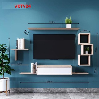 Bộ kệ ti vi treo tường trang trí -vktv24 - nội thất láp ráp