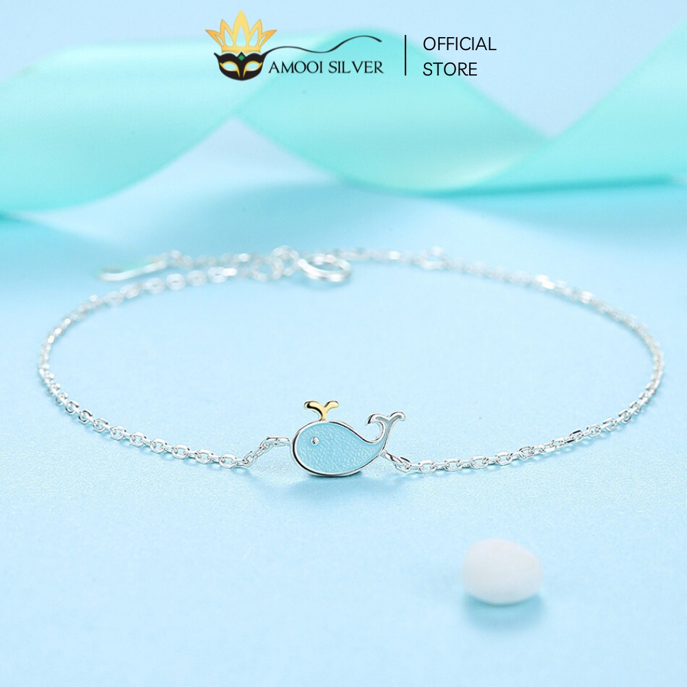 Lắc Tay Bạc S925 Mẫu Cá Voi Biển Xanh Xinh Xắn Thanh Lịch - Amooi Silver AT06