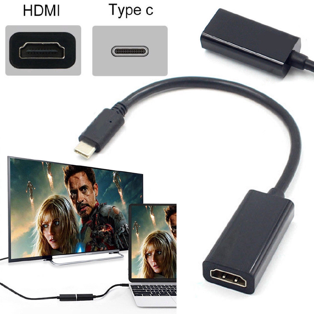 Black USB-C Type-C to HDMI HDTV Adapter Cable Cord