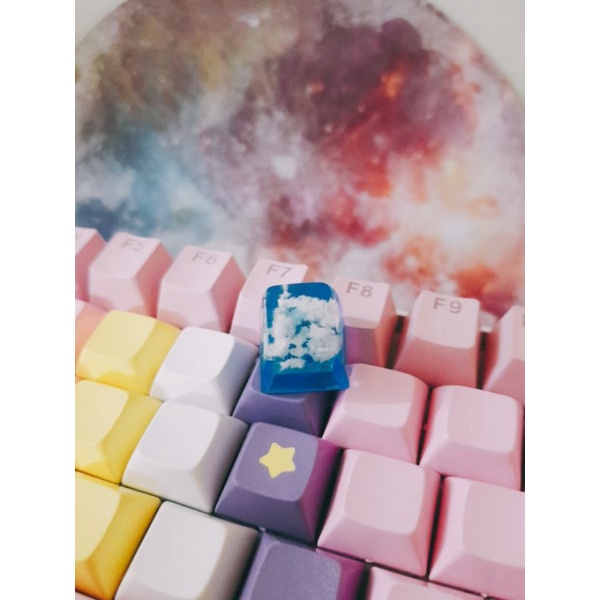 Nút bàn phím SA profile 1u Cloudy Sky Resin Keycap - Nút bàn phím cơ trong suốt hình mây