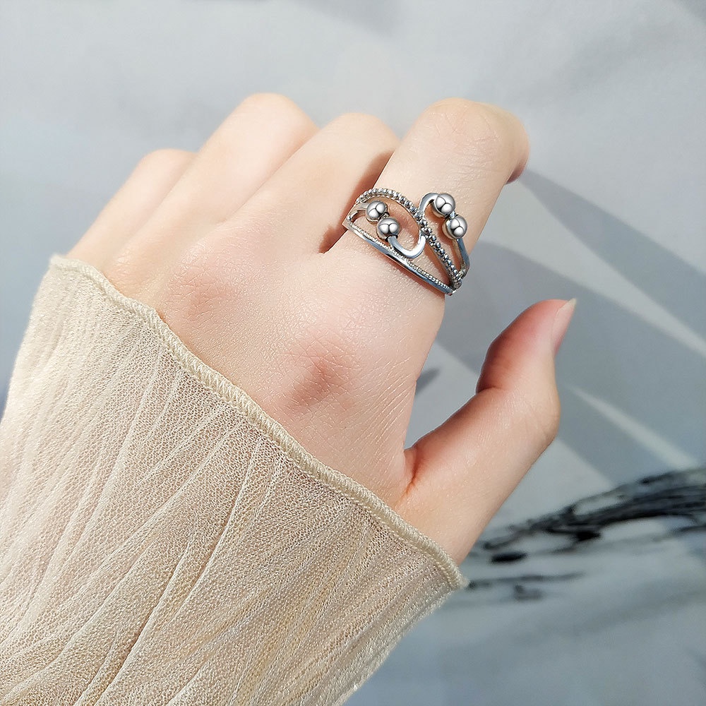 Nhẫn Đeo Tay Hai Lớp Dạng Hở Có Thể Điều Chỉnh Kích Thước Thời Trang Cho Nữ