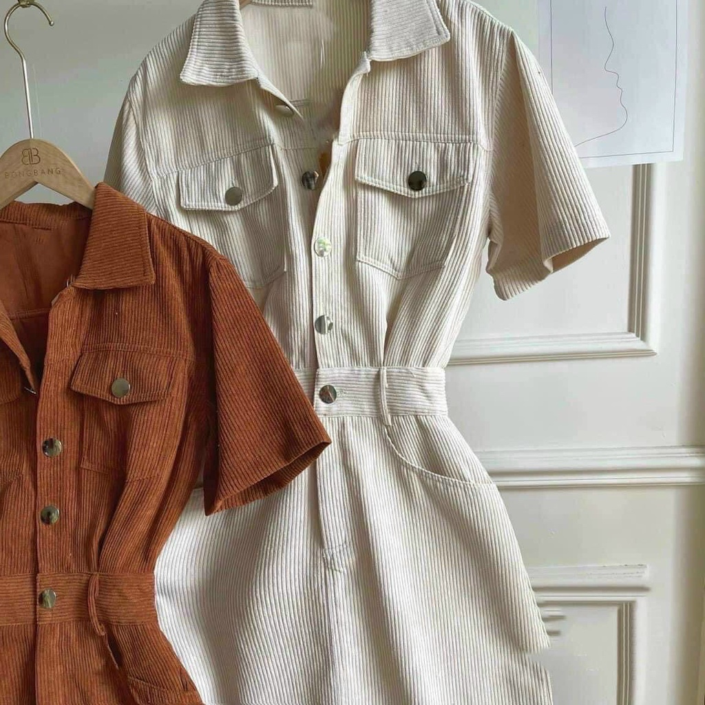 Váy thiết kế ,đầm polo nút bọc cổ sơ mi chiết ly eo body tiểu thư dự tiệc dạo phố Thời Trang váy Nữ [XM Minh Phúc]