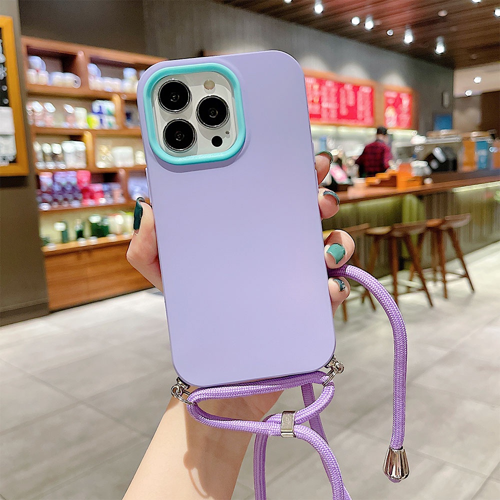 Ốp Điện Thoại Mềm 3 Trong 1 Có Dây Đeo Chéo Cho iPhone 13 12 Pro 11 Pro XS MAX X XR 7 8 Plus SE 2020