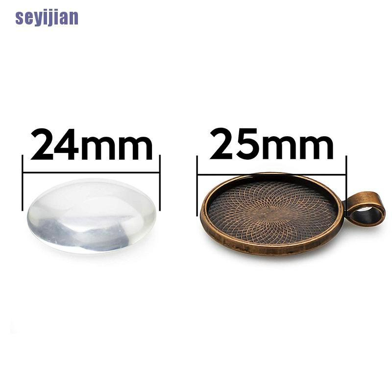 Set 80 Mặt Dây Chuyền Tròn Bằng Thủy Tinh Cabochon 8 Màu Sắc Làm Trang Sức Thủ Công
