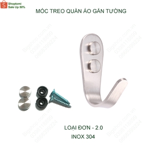Móc treo quần áo inox 304-2.0 có nút bịt đầu vít, loại đơn-đôi tùy chọn (Hàng có sẵn)