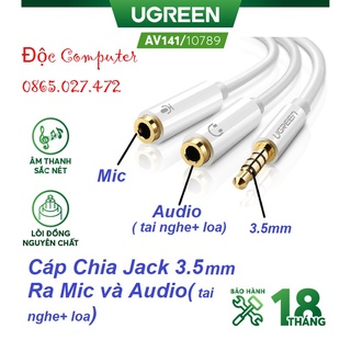 Cáp chia jack 3.5mm ra mic và audio cao câp ugreen 10789 - hàng chính hãng