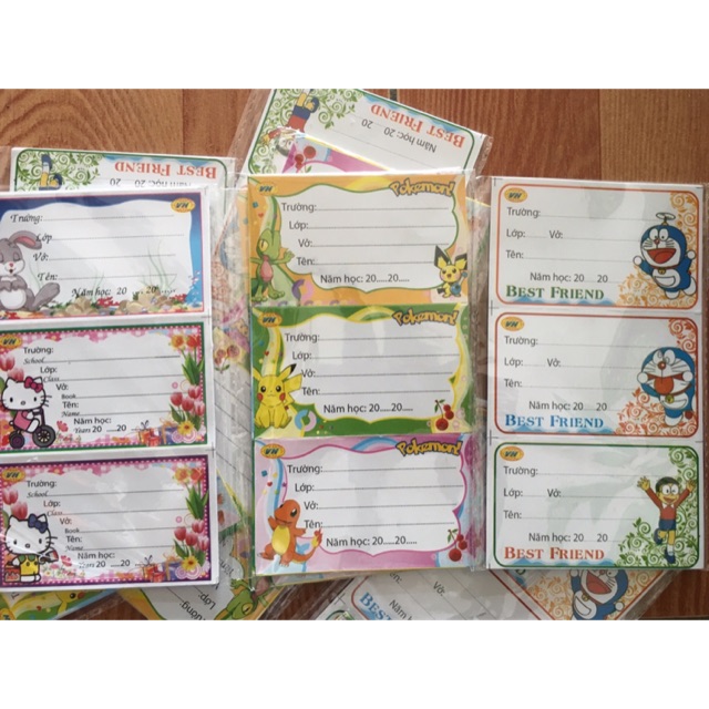 Nhãn vở hình có keo dính
