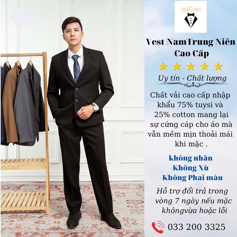 Bộ Comple Veston Trung Tuổi Cao Cấp Gồm 1 Quần + 1 Áo