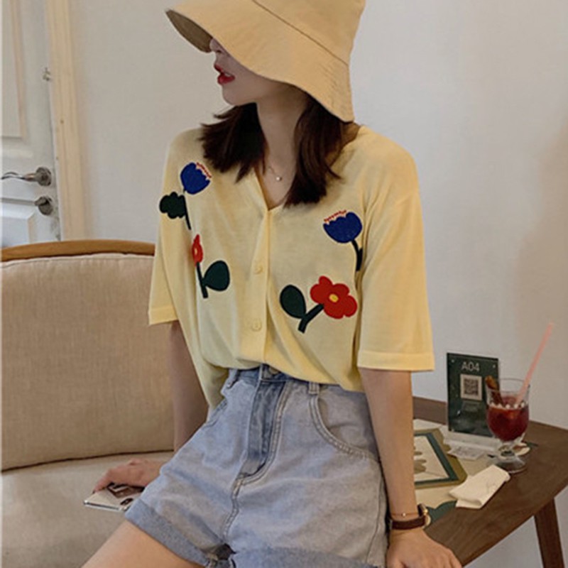 Áo Khoác Cardigan Dài Tay Họa Tiết Hoa Thời Trang Nữ Tính