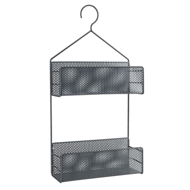 Giỏ treo phòng tắm | JYSK Eket | 2 ngăn | kim loại | xám | R26xD10cm