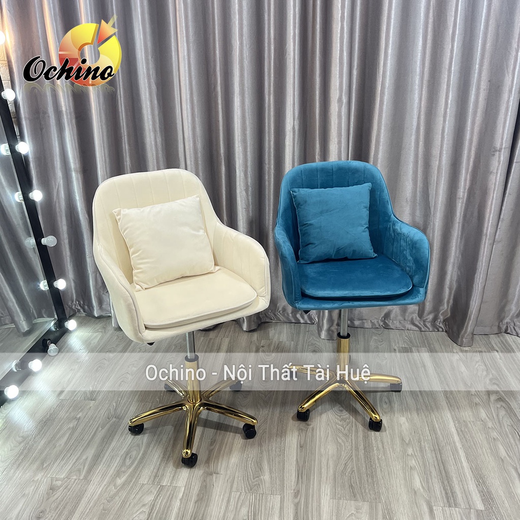 Ghế Xoay Văn Phòng, Ghế Trang Điểm Cá Nhân Mẫu Vân Sò Chân Vàng Sao Cao Cấp ( Có Sẵn)