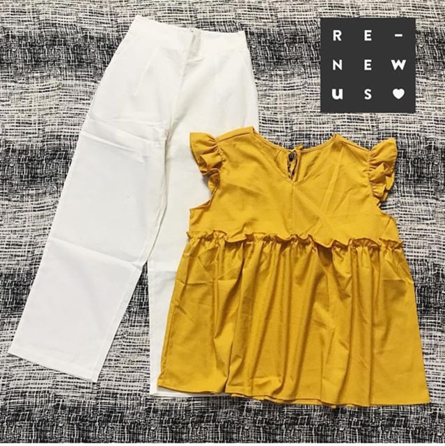 Áo babydoll vàng mustard