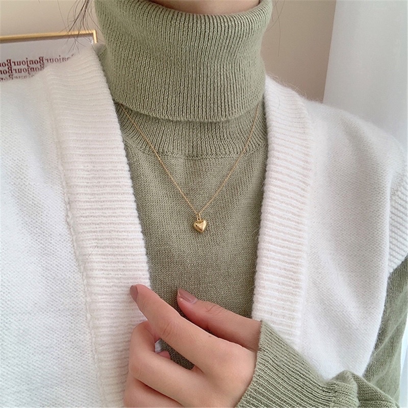 Vòng cổ mặt hình trái tim màu vàng đơn giản cho nữ[ ảnh shop chụp ở cuối]