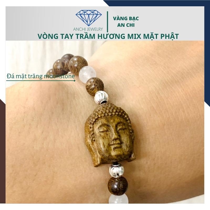 Vòng tay trầm hương mặt phật, hạt nhỏ cho nam nữ. Anchi jewelry