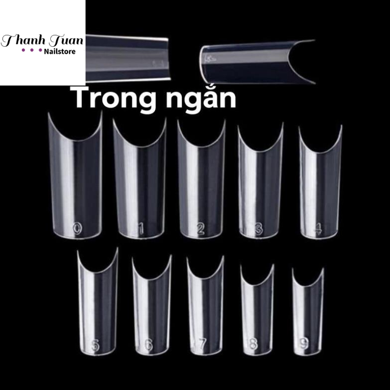 Móng tip ống tre, móng nối ống tre dài ngắn 2 màu đục trong  - Phụ kiện đồ nail