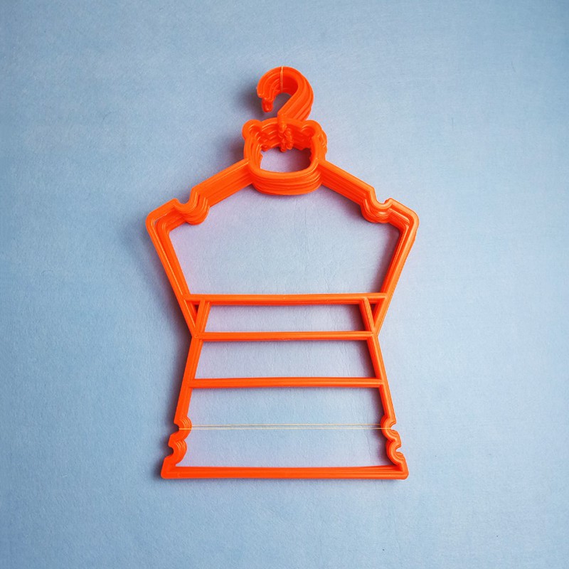 Set 10 Móc Bộ Cổ Xoay Size To Trẻ Em, nhựa dẻo, màu trắng và màu cam (29 x 47cm)