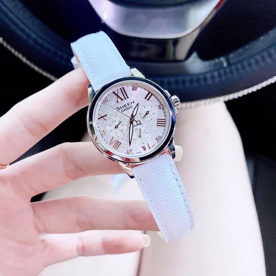 Casio nữ Sheen SHE-3511L-7A, máy pin, size33mm, mặt saphire chống trầy