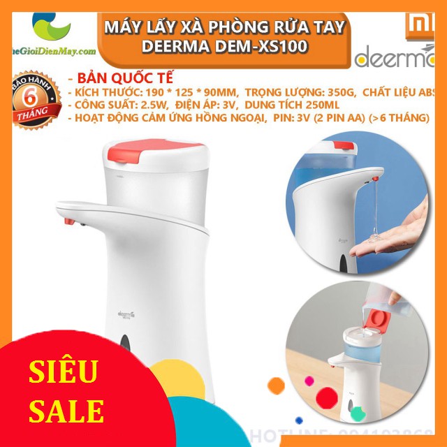 [SiêuRẻ] [Bản quốc tế] Máy lấy xà phòng (xà bông) rửa tay tự động Xiaomi Deerma DEM-XS100 - Bảo hành 6 tháng .