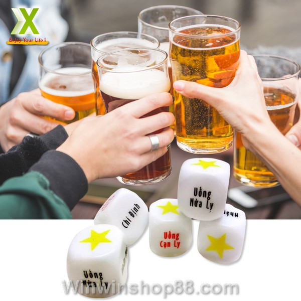 Bộ Máy lắc xí ngầu Beer Club & Xí ngầu uống bia tiếng Việt trò chơi nhóm nhậu tổ chức buổi tiệc Asam