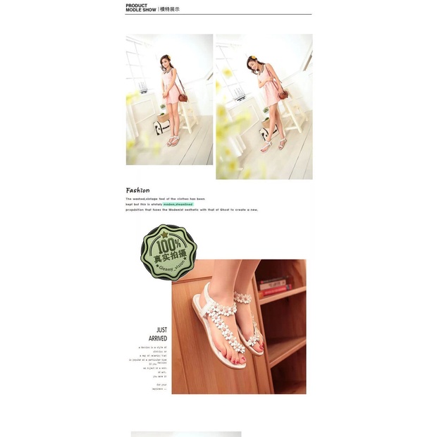 Giày Sandal Đế Bằng Đính Hoa Phong Cách Bohemian Thời Trang Mùa Hè Mới Cho Nữ
