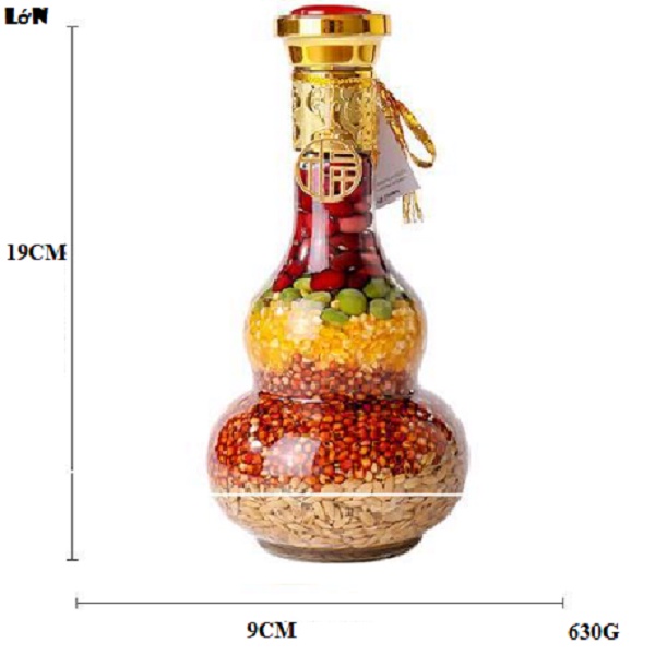 Ngũ Cốc Thờ Cúng,Ngũ Cốc ,Đậu Phong thuỷ chai Bầu Loại 1 nắp "vàng" thờ cúng
