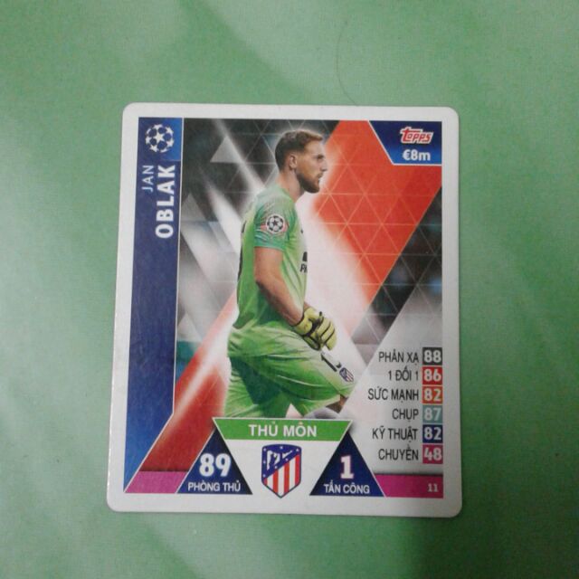 Thẻ poca (topps match attax) Jan Oblak