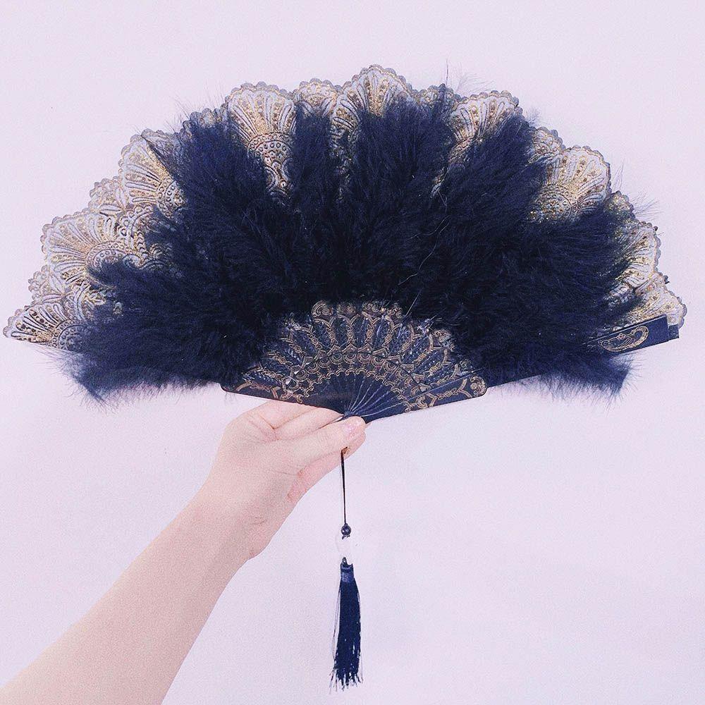 GOGOUP Quạt Lông Vũ Hóa Trang Lolita Phong Cách Châu Âu