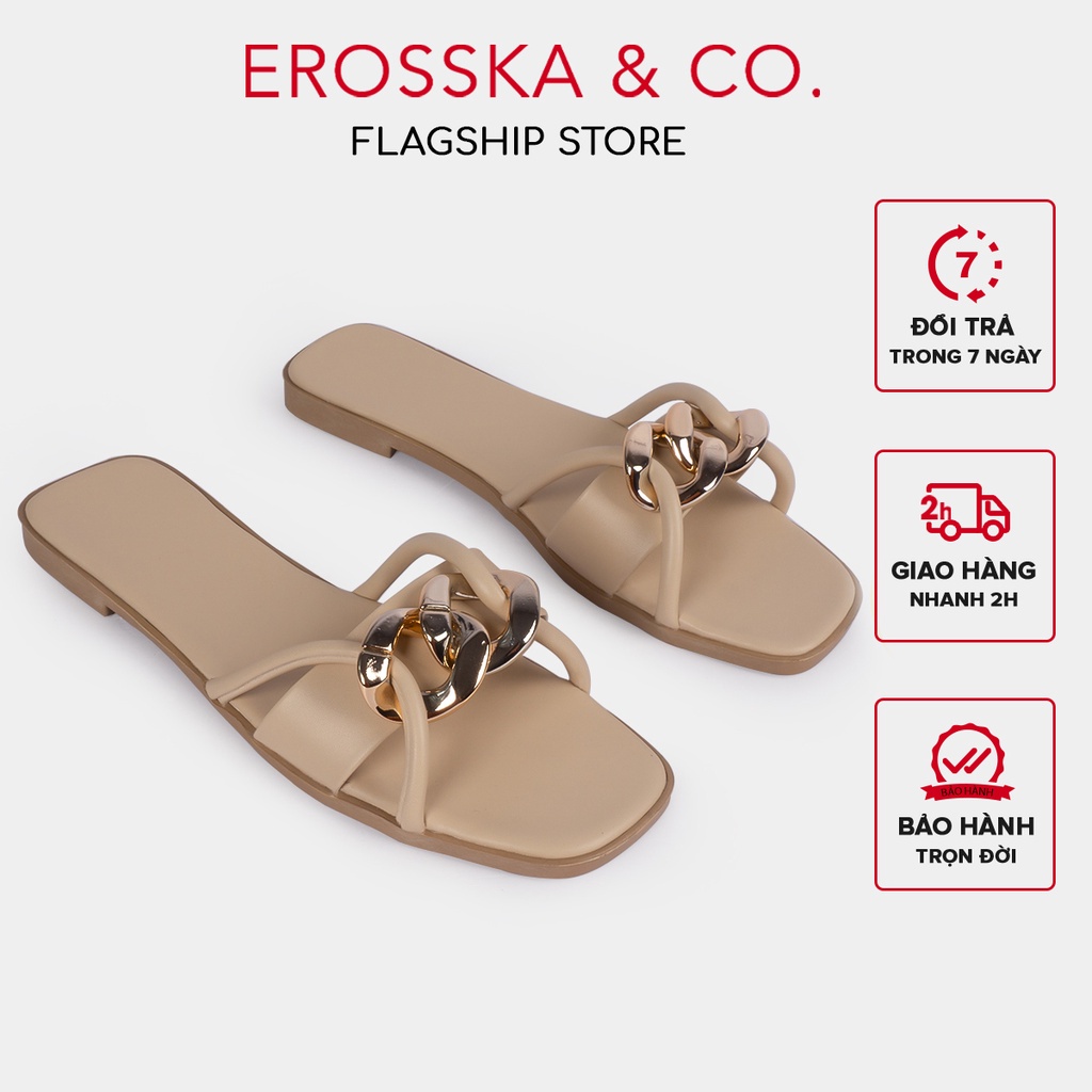 Erosska - Dép quai xích thời trang Erosska 2022 phối dây mảnh màu nude - DE040