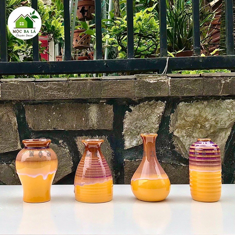 LỌ HOA MINI - MEN HỎA BIẾN - DECOR TRANG TRÍ ĐỂ BÀN - GỐM BÁT TRÀNG - MẪU SỐ 4