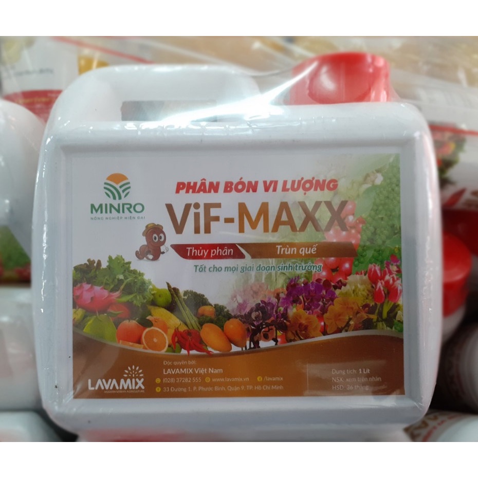 PHÂN BÓN VI LƯỢNG ViF-MAXX THUỶ PHÂN TRÙN QUẾ, Can 1 Lít