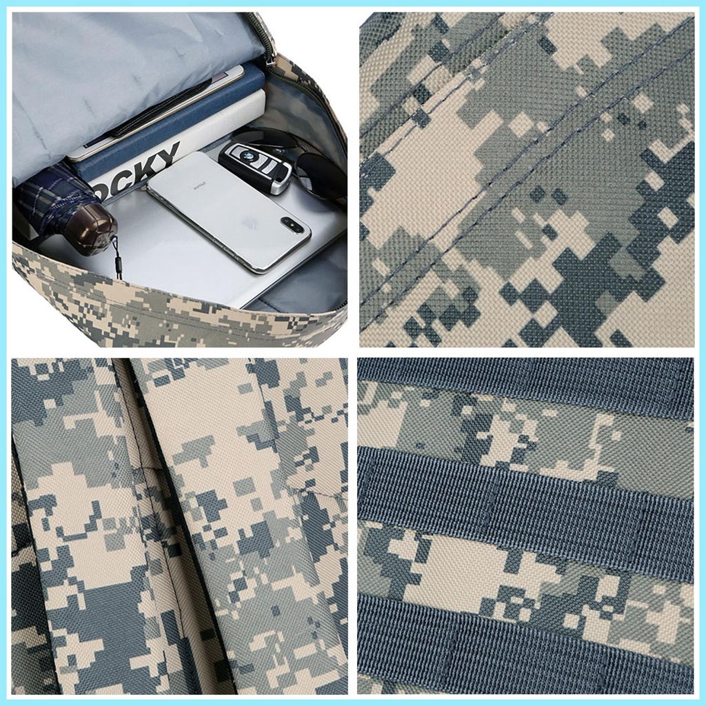 Ba Lô Lớn Họa Tiết Rằn Ri Chống Thấm Nước Tiện Dụng Cho Nam