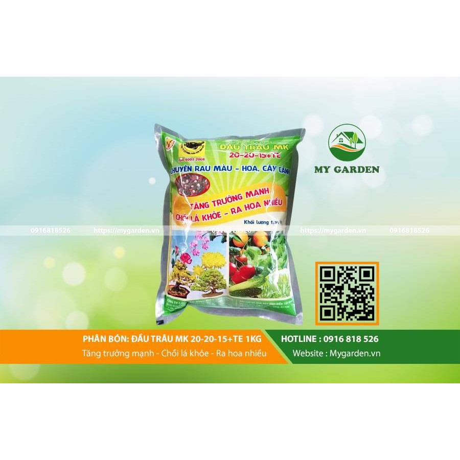 Phân bón Đầu Trâu MK 20-20-15+TE 1kg