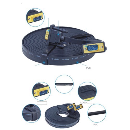 Cáp VGA DTECH DT-69F50 dài 5m - bảo hành 12 tháng (đen)