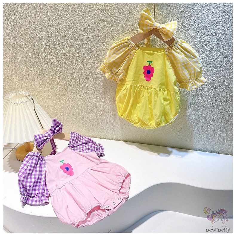 Jumpsuit Tay Phồng Màu Sắc Tương Phản Phong Cách Hàn Quốc Cho Bé Gái