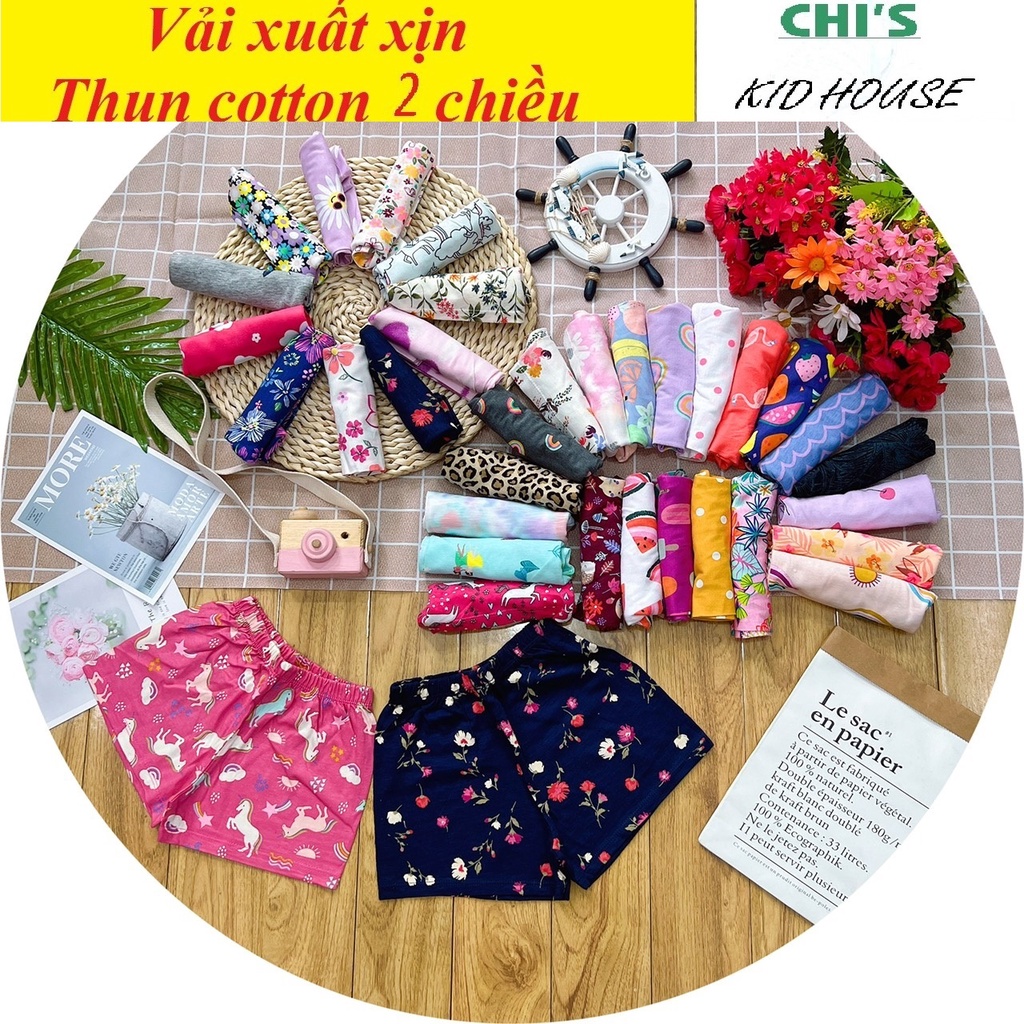 QUẦN ĐÙI COTTON HOẠ TIẾT DỄ THƯƠNG CHO BÉ GÁI 9-48KG