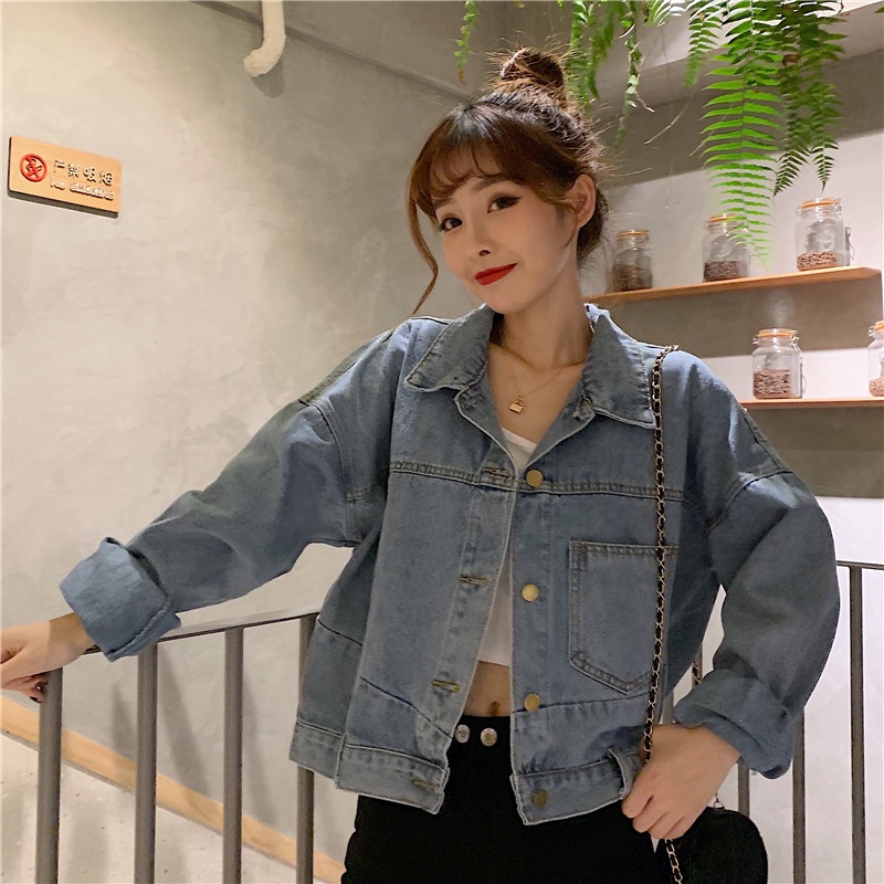 Áo khoác bò nữ Áo khoác denim jean dáng rộng trẻ trung đường phố