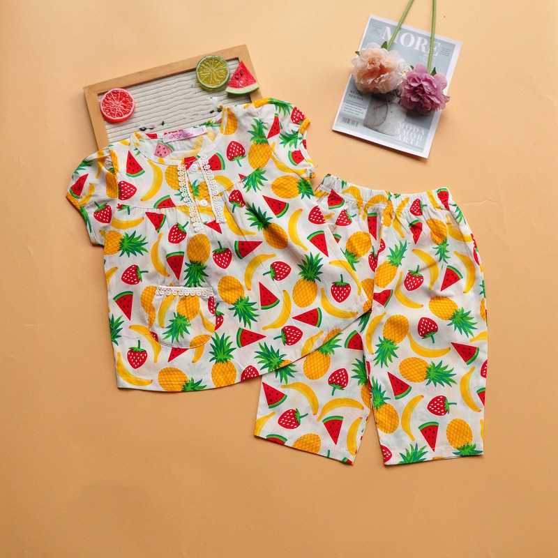 Đồ bộ Pijama bé gái lửng vải kate họa tiết đáng yêu từ 12 đến 33kg - BAOBAOKIDS